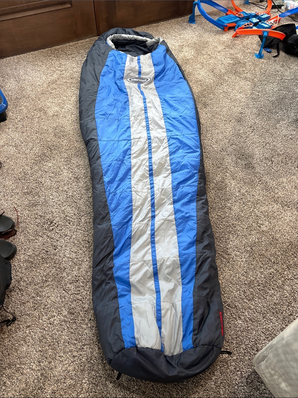 Marmot Blue and Gray Mummy Sleeping Bag